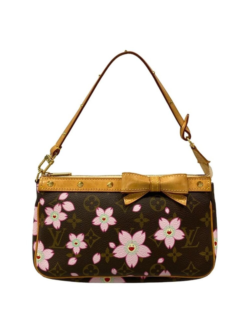 Louis Vuitton Handbag Monogram Cherry Blossom Pochette Brown Leather
